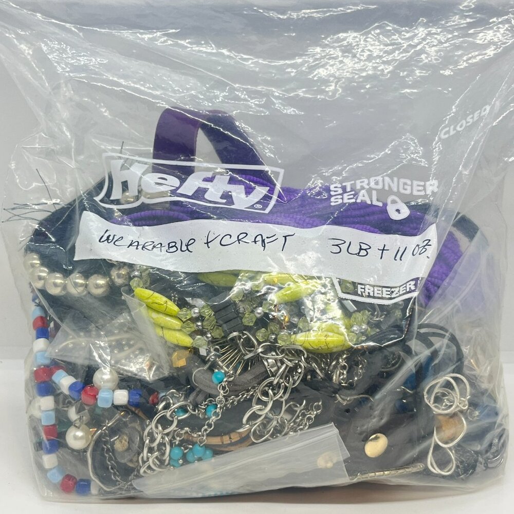 WEARABLE JEWELRY LOT MIXED BEADS NECKLACES BRACELETS BOHO FUN CRAFT 3LB 11OZ